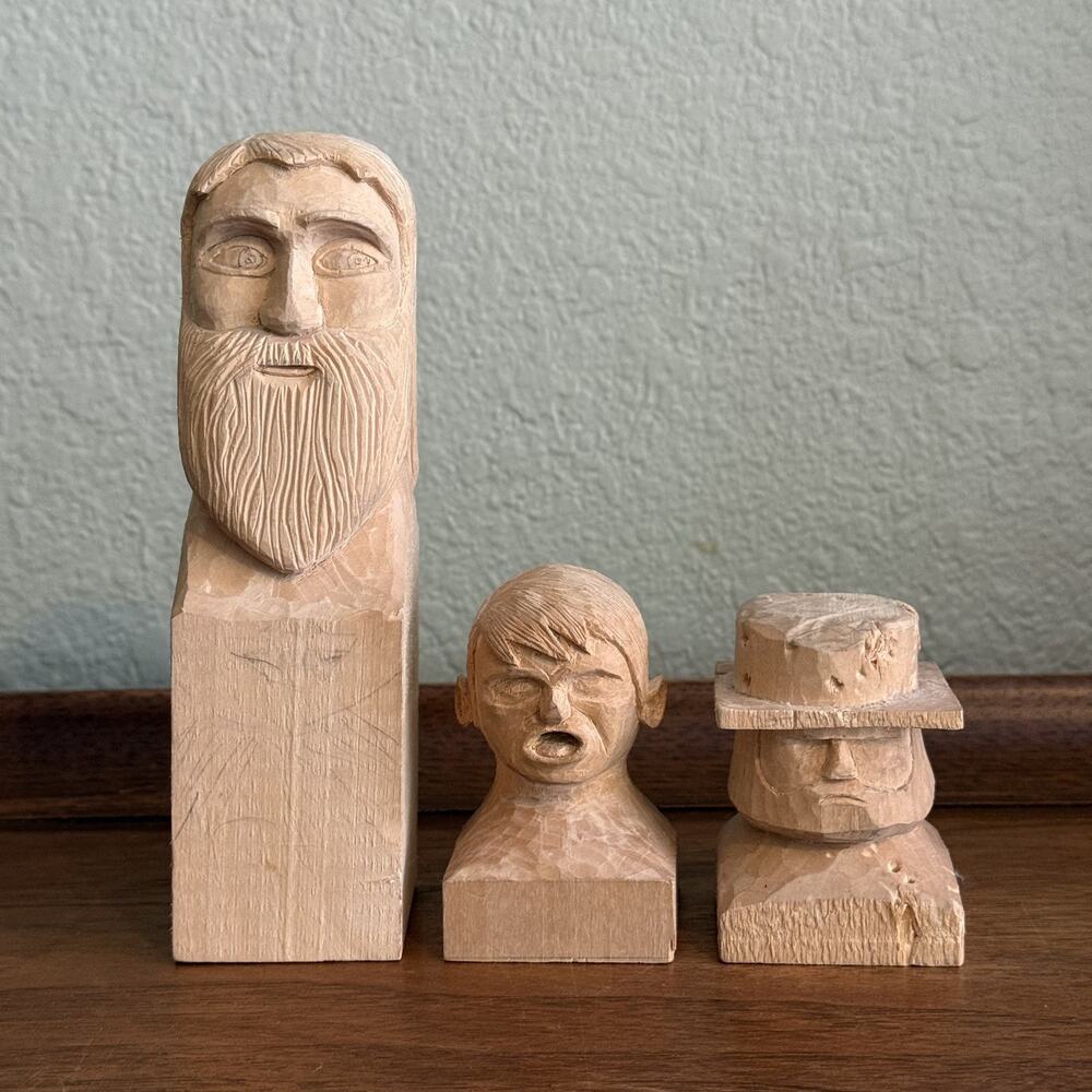hand-carved folk art wooden figures